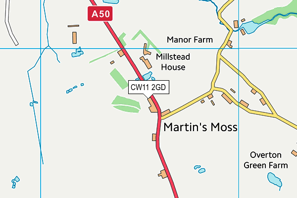 CW11 2GD map - OS VectorMap District (Ordnance Survey)