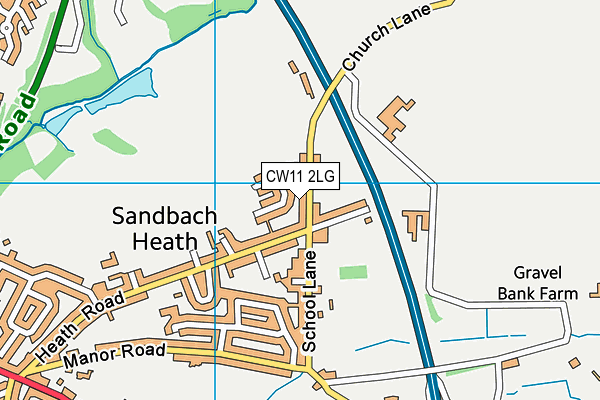 CW11 2LG map - OS VectorMap District (Ordnance Survey)