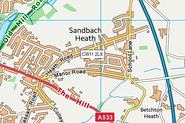 CW11 2LX map - OS VectorMap District (Ordnance Survey)