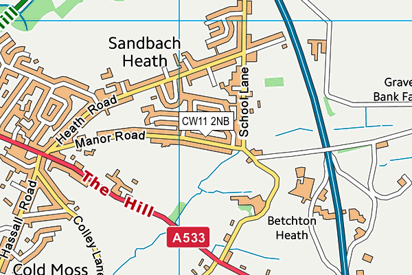 CW11 2NB map - OS VectorMap District (Ordnance Survey)