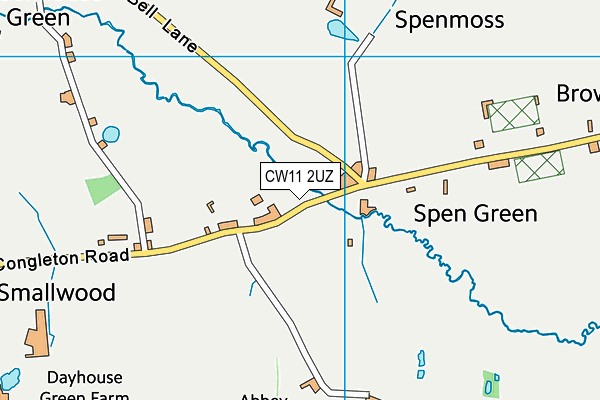 CW11 2UZ map - OS VectorMap District (Ordnance Survey)