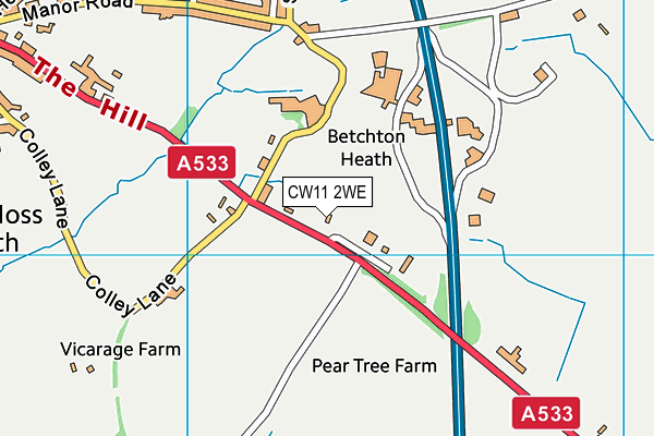 CW11 2WE map - OS VectorMap District (Ordnance Survey)