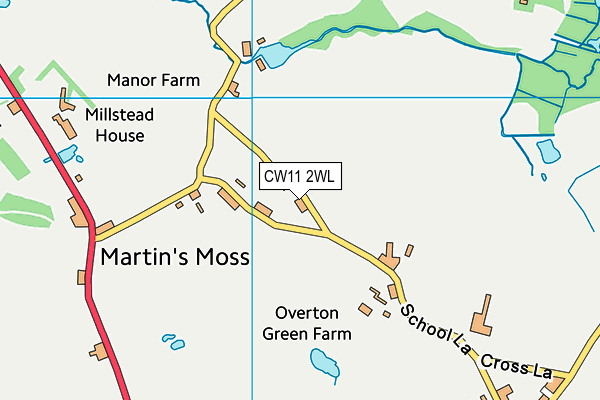 CW11 2WL map - OS VectorMap District (Ordnance Survey)