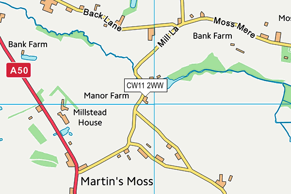 CW11 2WW map - OS VectorMap District (Ordnance Survey)