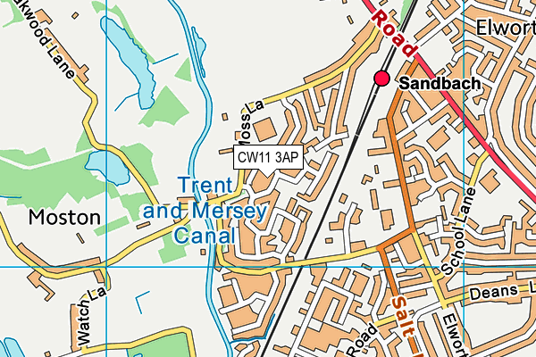 CW11 3AP map - OS VectorMap District (Ordnance Survey)