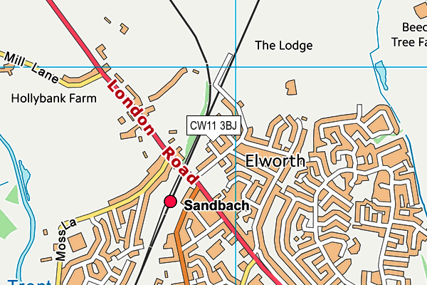 CW11 3BJ map - OS VectorMap District (Ordnance Survey)