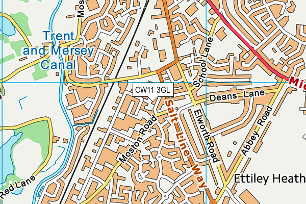 CW11 3GL map - OS VectorMap District (Ordnance Survey)