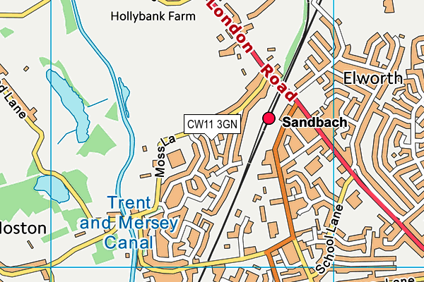 CW11 3GN map - OS VectorMap District (Ordnance Survey)