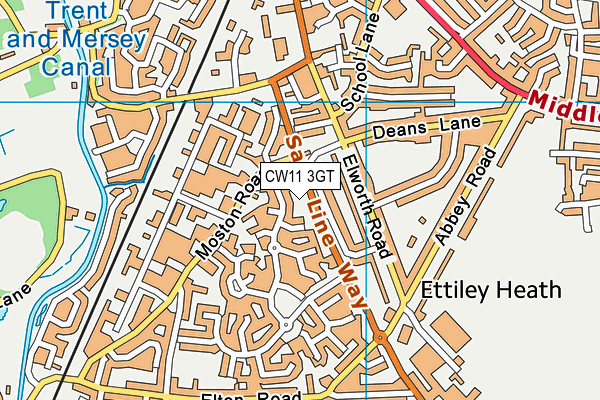 CW11 3GT map - OS VectorMap District (Ordnance Survey)