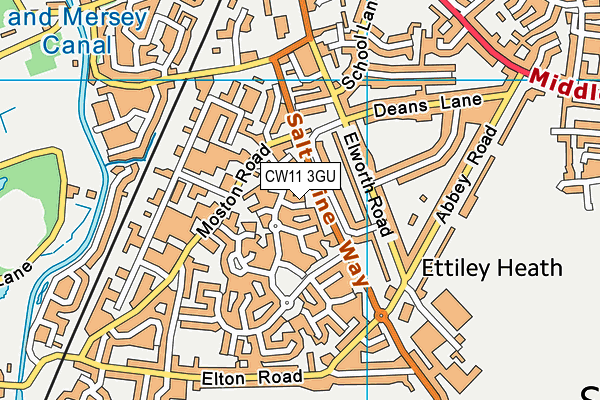 CW11 3GU map - OS VectorMap District (Ordnance Survey)