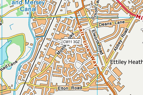 CW11 3GZ map - OS VectorMap District (Ordnance Survey)