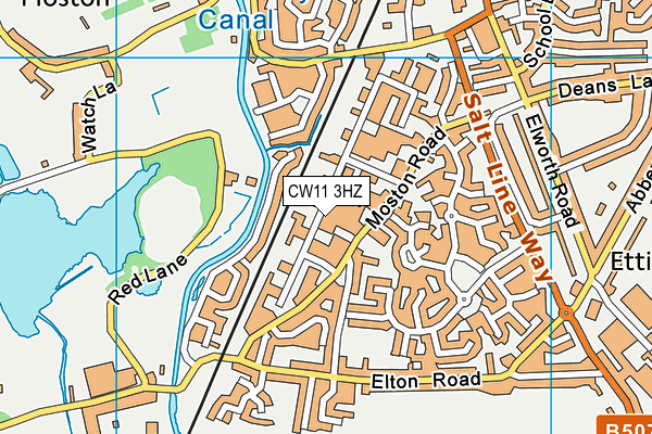 CW11 3HZ map - OS VectorMap District (Ordnance Survey)