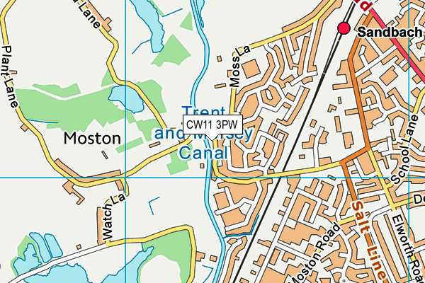 CW11 3PW map - OS VectorMap District (Ordnance Survey)