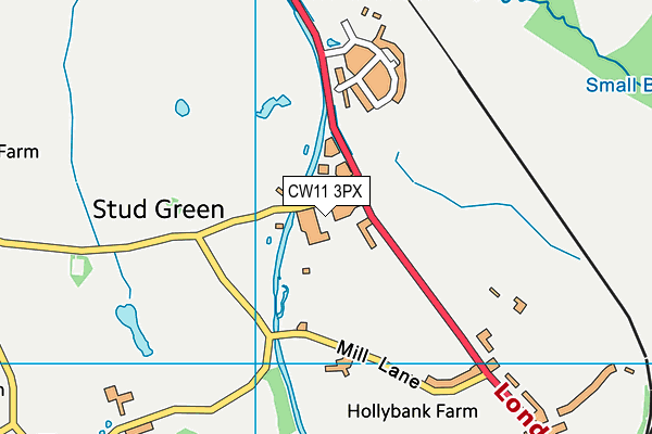 CW11 3PX map - OS VectorMap District (Ordnance Survey)