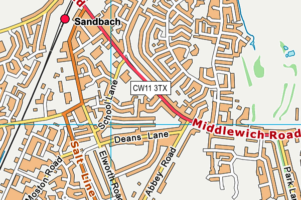 CW11 3TX map - OS VectorMap District (Ordnance Survey)