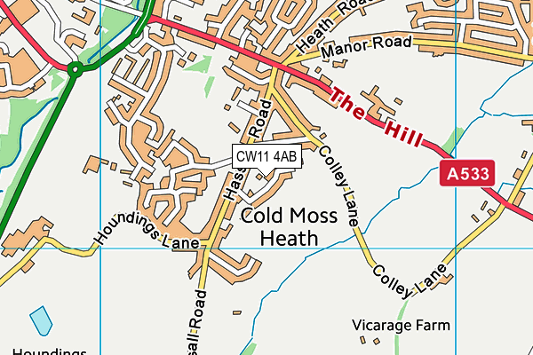 CW11 4AB map - OS VectorMap District (Ordnance Survey)