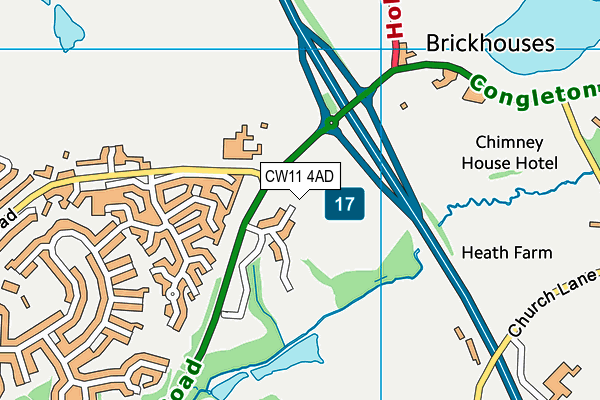 CW11 4AD map - OS VectorMap District (Ordnance Survey)