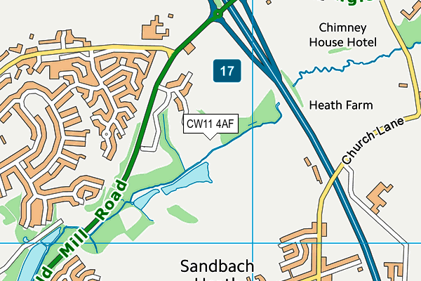 CW11 4AF map - OS VectorMap District (Ordnance Survey)