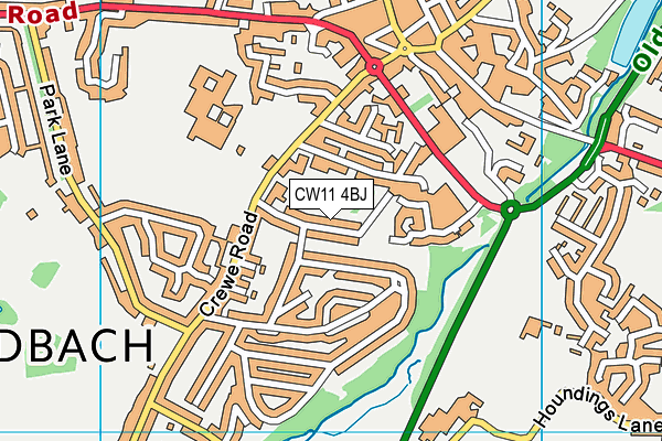 Newall Avenue Park map (CW11 4BJ) - OS VectorMap District (Ordnance Survey)