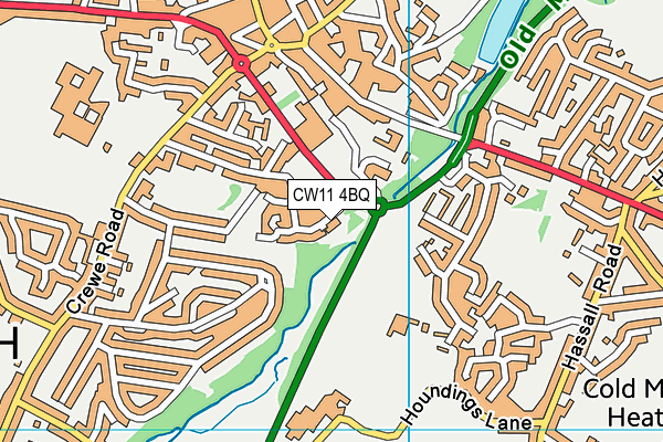 CW11 4BQ map - OS VectorMap District (Ordnance Survey)