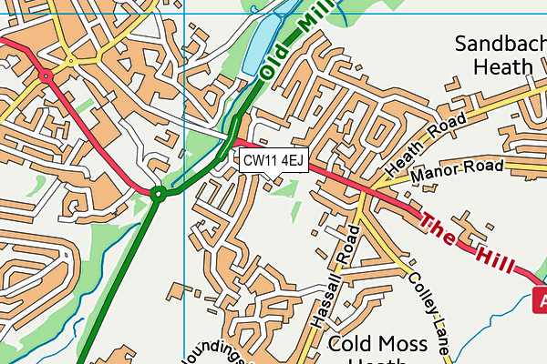 CW11 4EJ map - OS VectorMap District (Ordnance Survey)