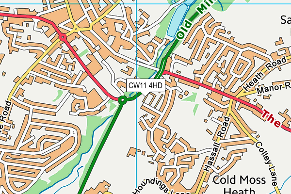 CW11 4HD map - OS VectorMap District (Ordnance Survey)