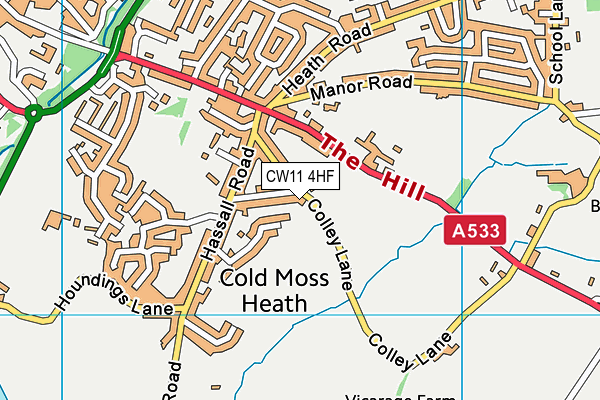 CW11 4HF map - OS VectorMap District (Ordnance Survey)