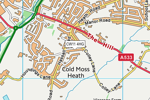 CW11 4HG map - OS VectorMap District (Ordnance Survey)