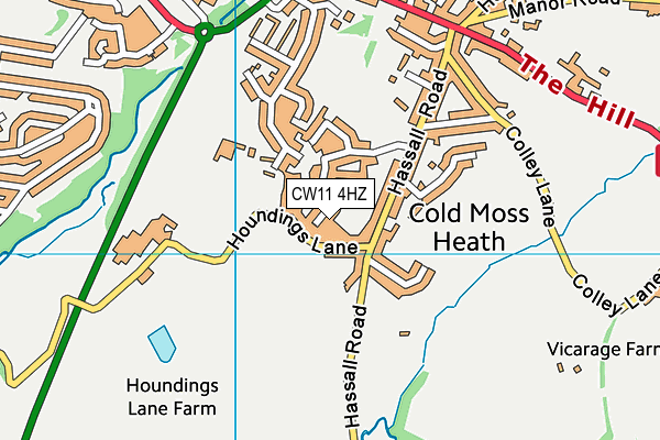 CW11 4HZ map - OS VectorMap District (Ordnance Survey)