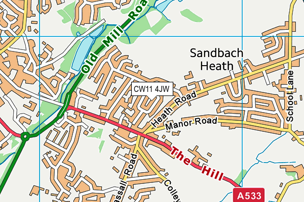 CW11 4JW map - OS VectorMap District (Ordnance Survey)