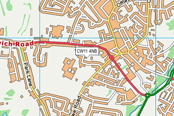 CW11 4NB map - OS VectorMap District (Ordnance Survey)