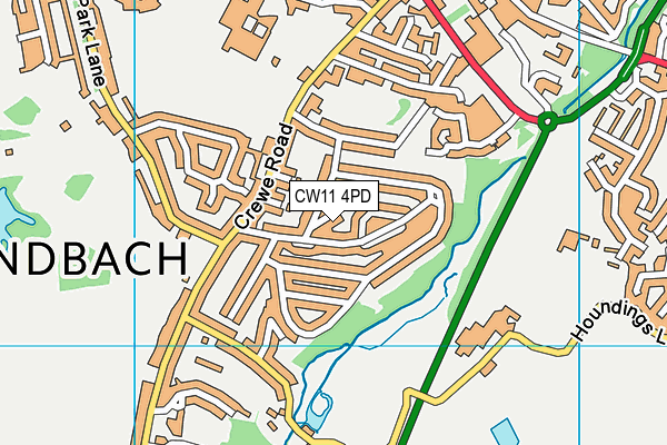 CW11 4PD map - OS VectorMap District (Ordnance Survey)