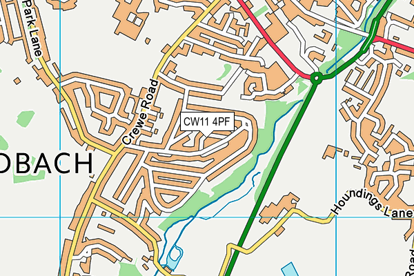 CW11 4PF map - OS VectorMap District (Ordnance Survey)