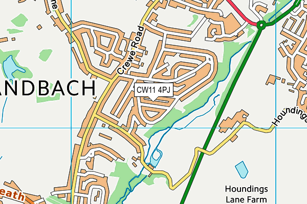 CW11 4PJ map - OS VectorMap District (Ordnance Survey)