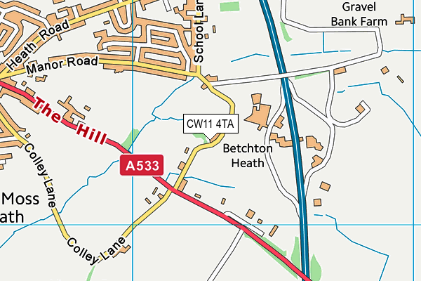 CW11 4TA map - OS VectorMap District (Ordnance Survey)