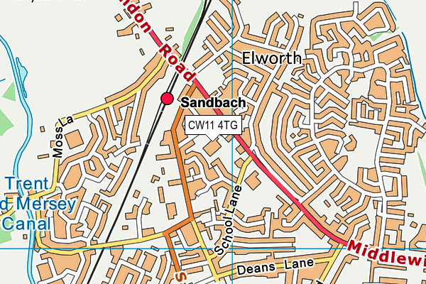 CW11 4TG map - OS VectorMap District (Ordnance Survey)