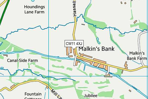 CW11 4XJ map - OS VectorMap District (Ordnance Survey)