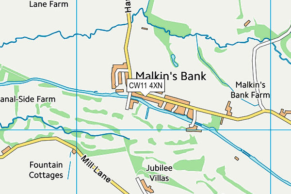 Malkins Bank Golf Course map (CW11 4XN) - OS VectorMap District (Ordnance Survey)