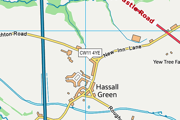 CW11 4YE map - OS VectorMap District (Ordnance Survey)