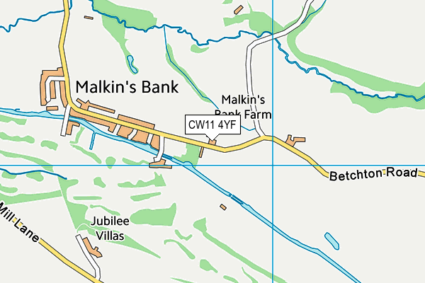 CW11 4YF map - OS VectorMap District (Ordnance Survey)