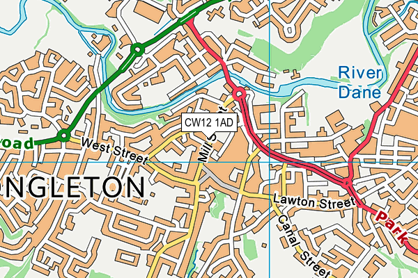 CW12 1AD map - OS VectorMap District (Ordnance Survey)