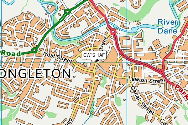 CW12 1AF map - OS VectorMap District (Ordnance Survey)