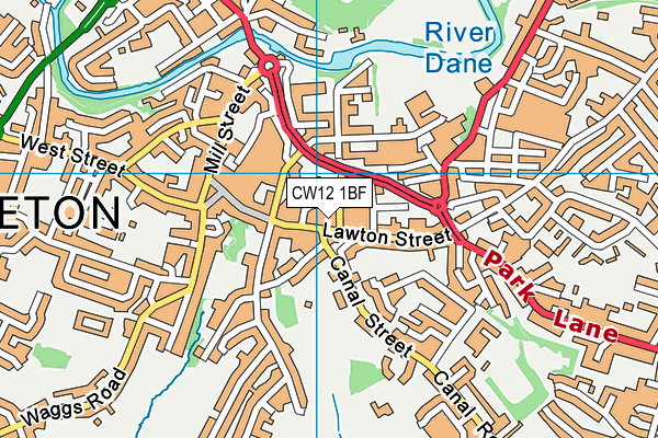 CW12 1BF map - OS VectorMap District (Ordnance Survey)