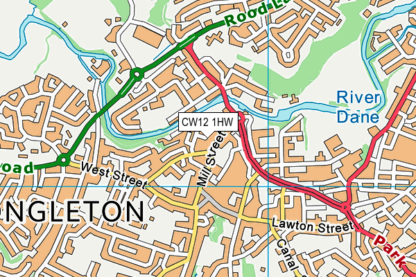 CW12 1HW map - OS VectorMap District (Ordnance Survey)