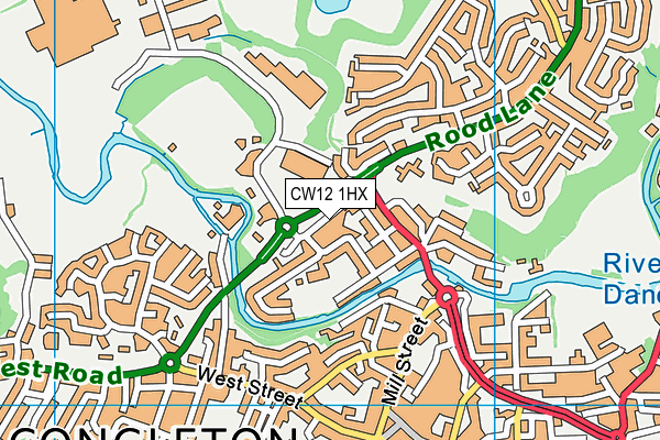 CW12 1HX map - OS VectorMap District (Ordnance Survey)