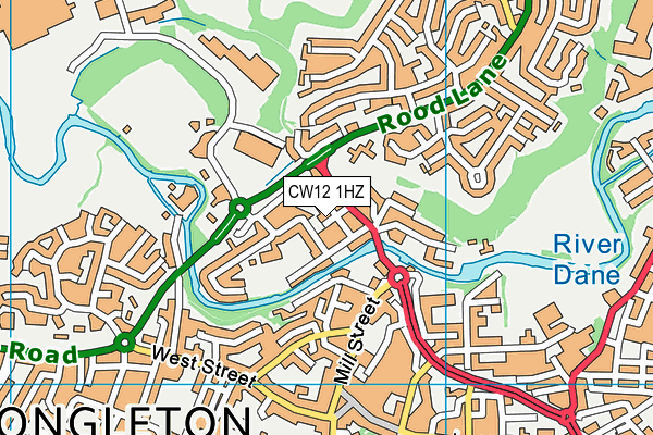 CW12 1HZ map - OS VectorMap District (Ordnance Survey)