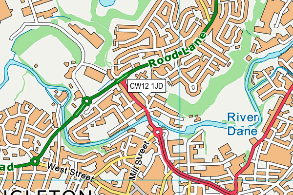 CW12 1JD map - OS VectorMap District (Ordnance Survey)