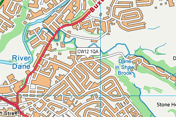 CW12 1QA map - OS VectorMap District (Ordnance Survey)