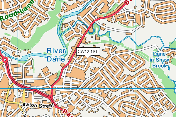 CW12 1ST map - OS VectorMap District (Ordnance Survey)