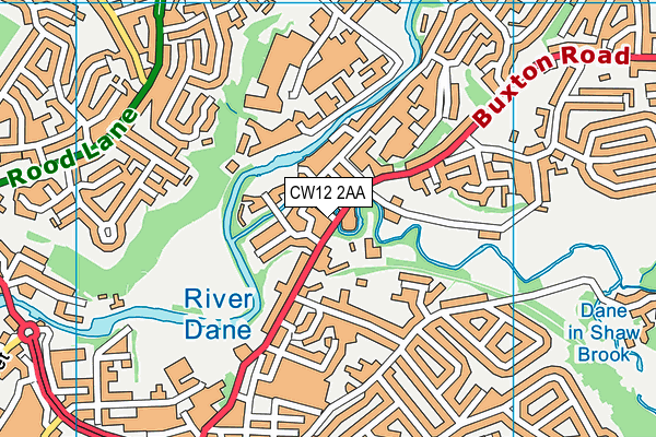 CW12 2AA map - OS VectorMap District (Ordnance Survey)